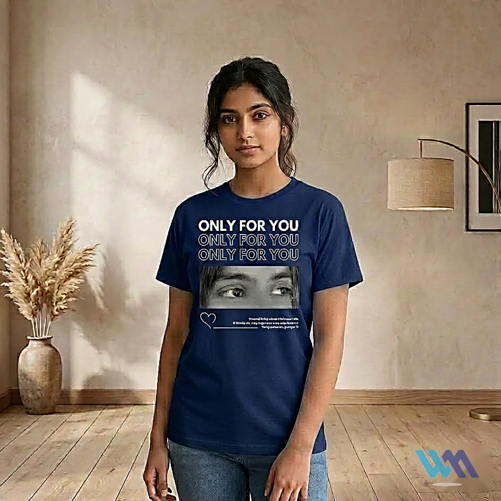 Only For You custom eye photo print navy blue t-shirt for couples - personalized gift Pakistan