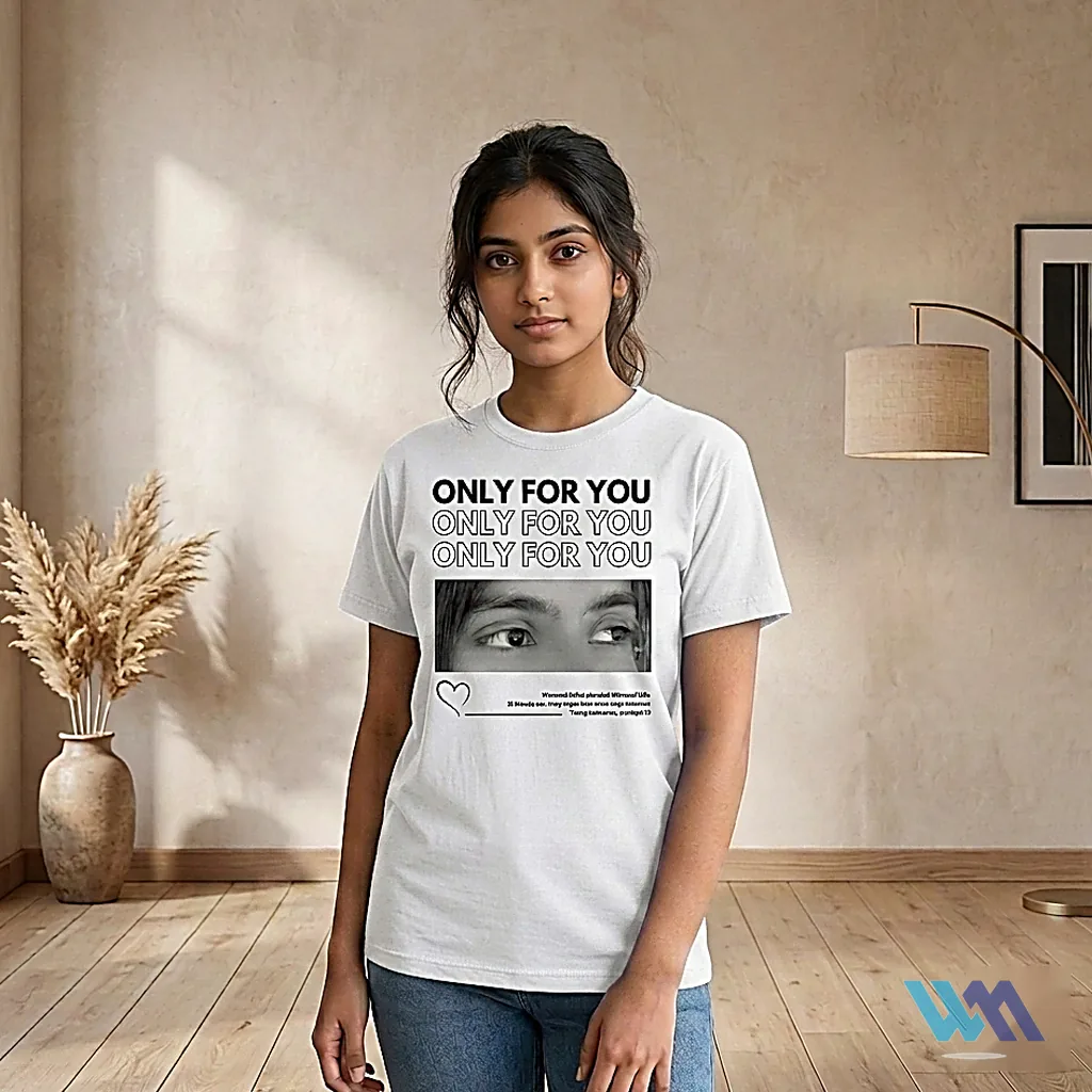 Only For You custom eye photo print navy blue t-shirt for couples - personalized gift Pakistan