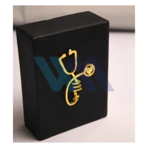 Stetho name pin, personalized stethoscope-shaped brooch with engraved name, best gift for doctors