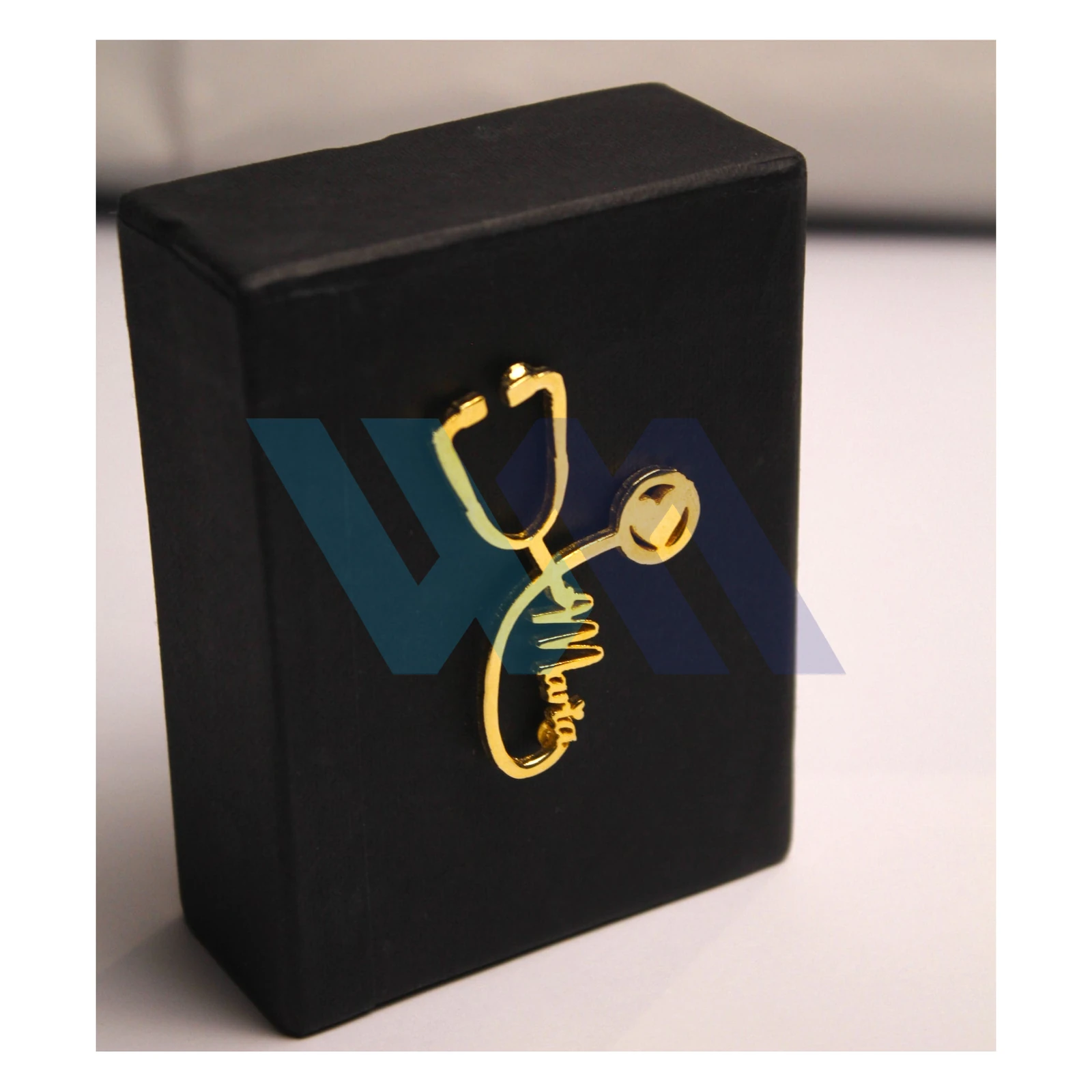 Stetho name pin, personalized stethoscope-shaped brooch with engraved name, best gift for doctors