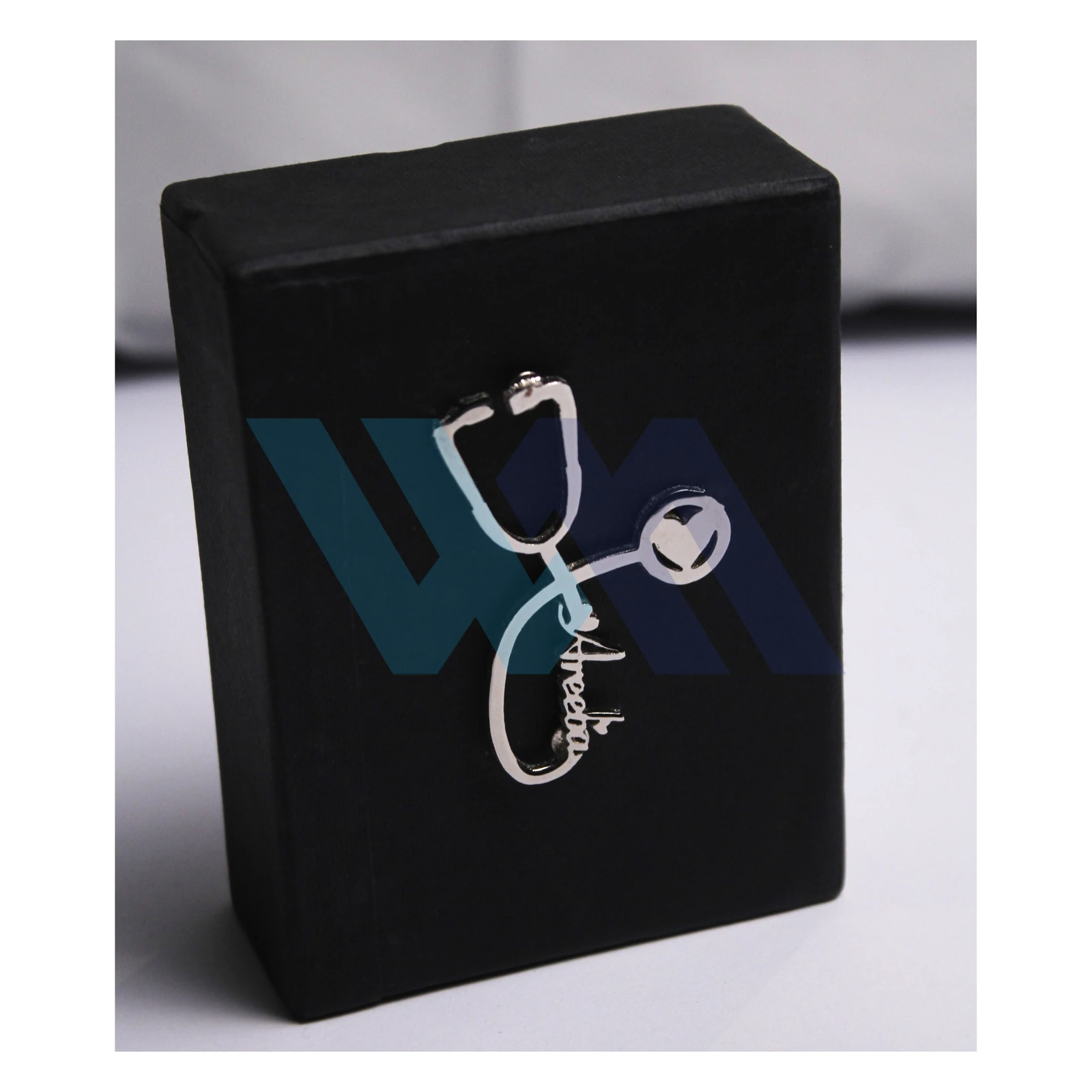 Stetho name pin, personalized stethoscope-shaped brooch with engraved name, best gift for doctors
