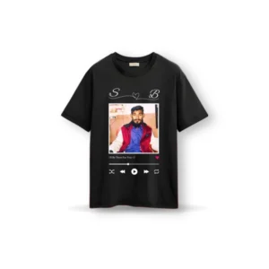 WM custom picture printed music style black t-shirt with photo print