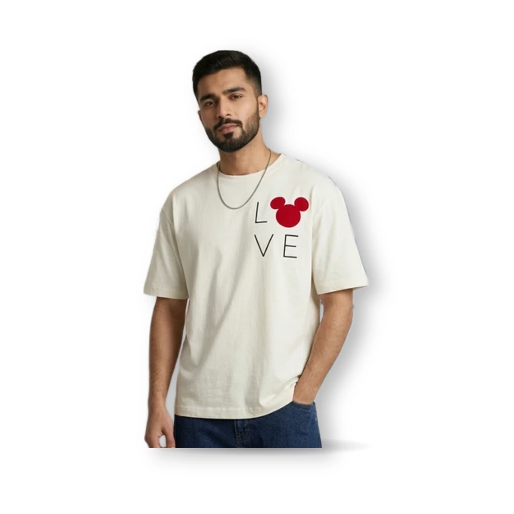 WM white oversized drop shoulder t-shirt with Kaifi Khalil print – view 2