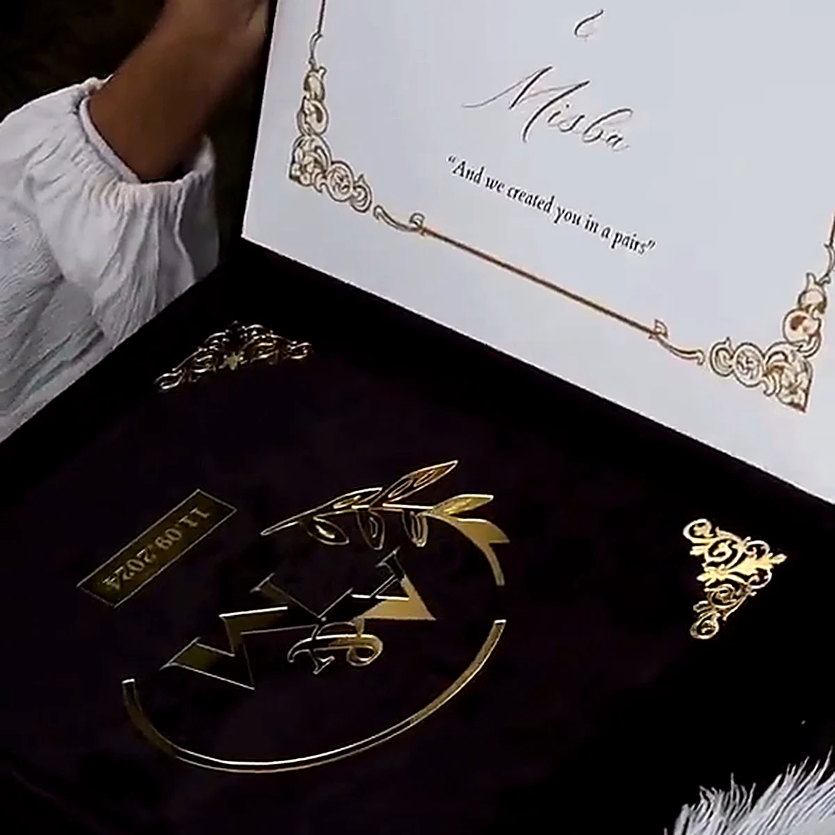 Black Velvet Nikah Box with Nikah certificate and pen