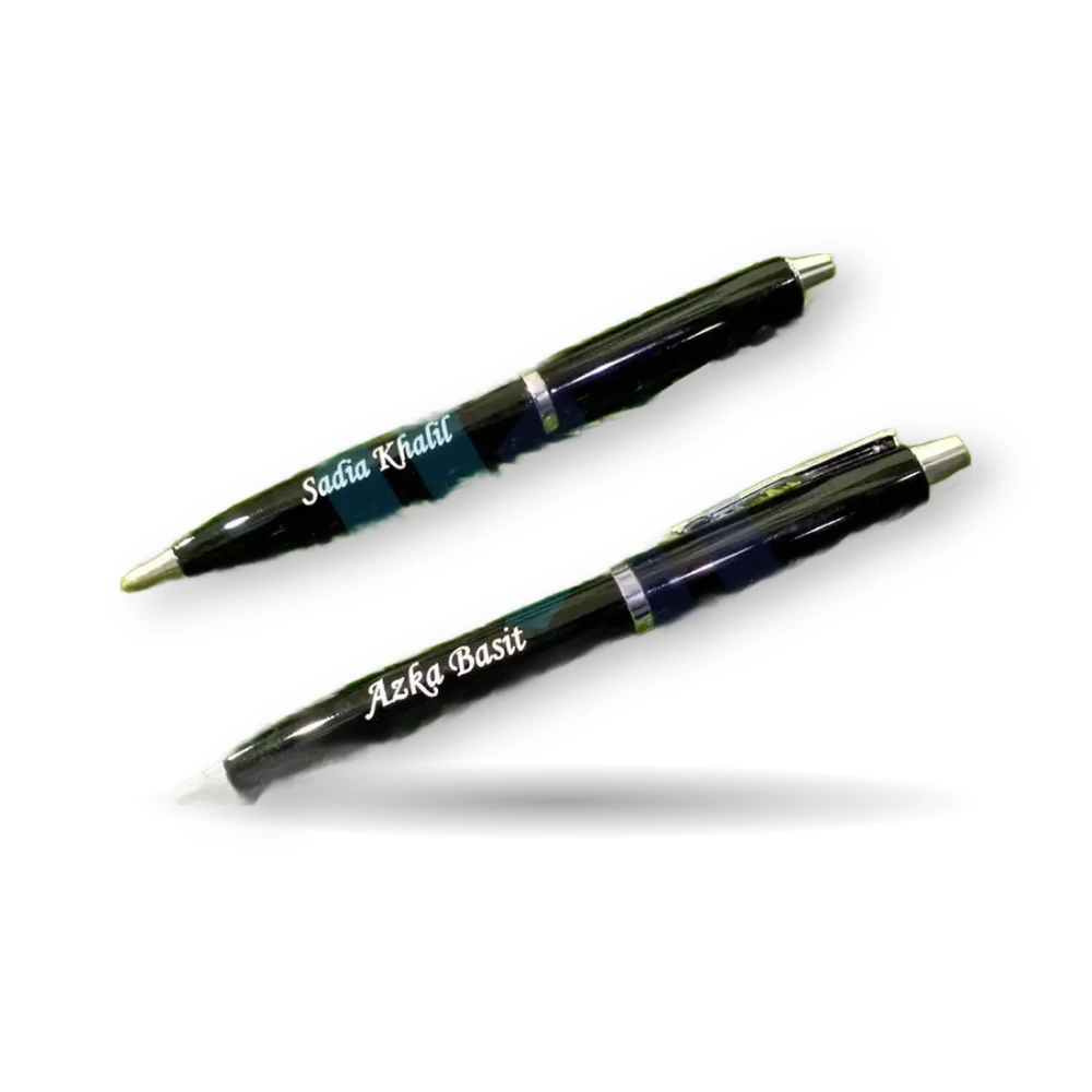 WM black heavy metal executive pen with name engraving and chrome accents – view 3