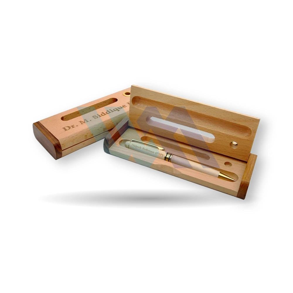 WM engraved wooden pen with personalized name and matching wooden gift box – view 4