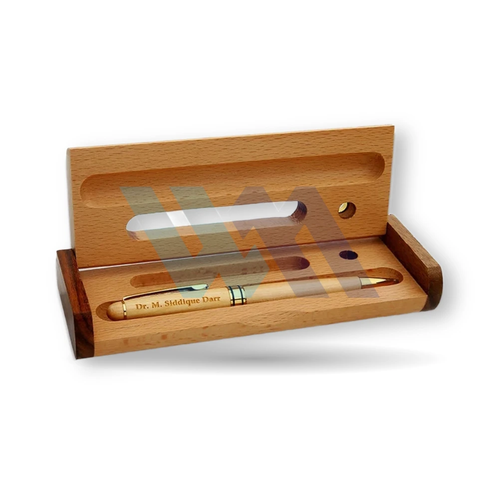 WM engraved wooden pen with personalized name and matching wooden gift box – view 3