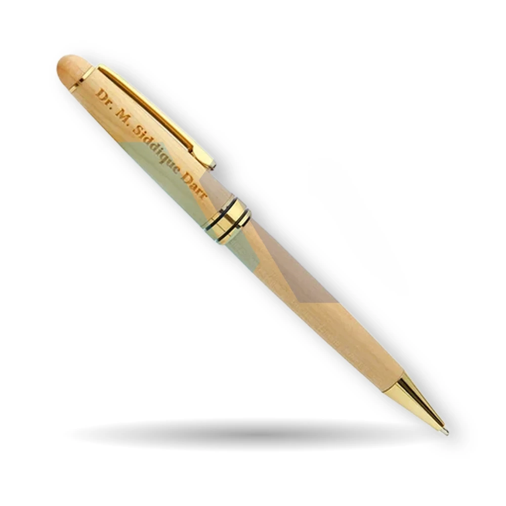 WM engraved wooden pen with personalized name and matching wooden gift box – view 2