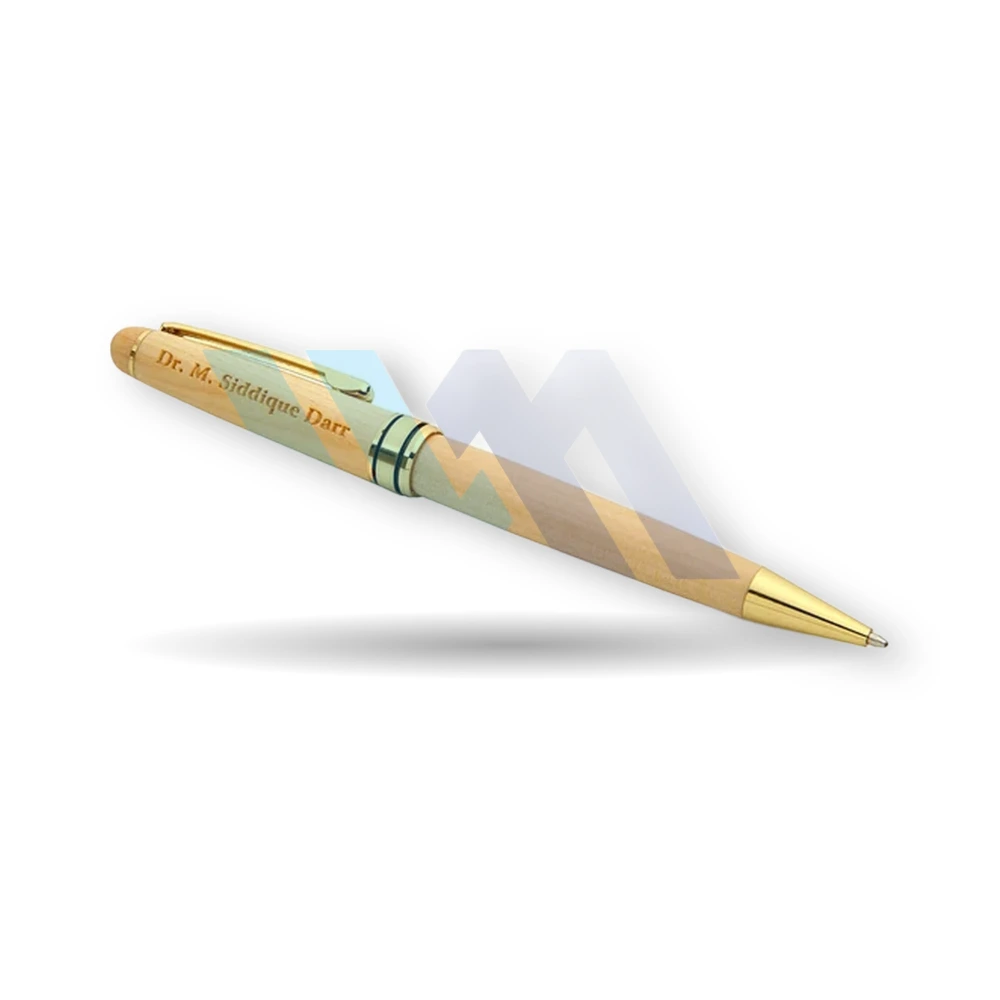 WM engraved wooden pen with personalized name and matching wooden gift box – view 6