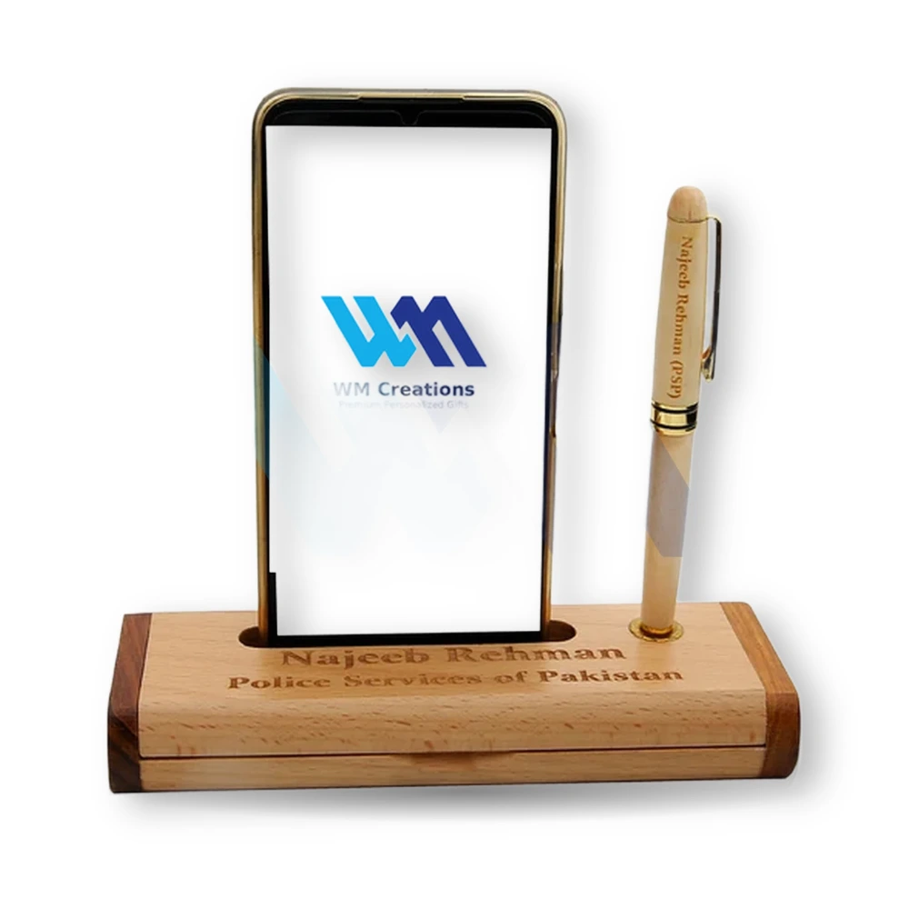 WM engraved wooden pen with personalized name and matching wooden gift box