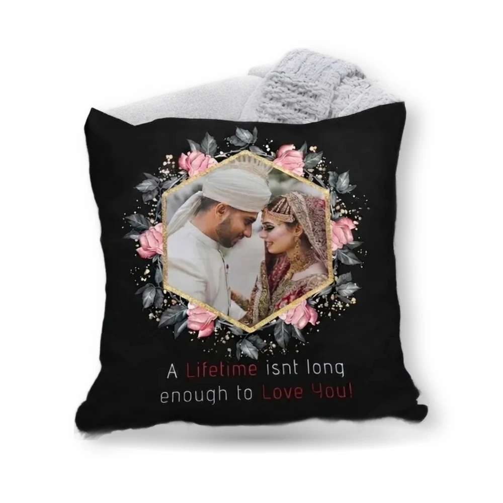 WM Lifetime LOVE black printed couple cushion