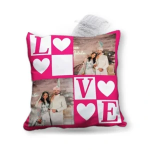 WM LOVE pink printed cushion gift for her