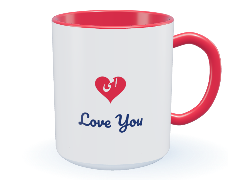 Laal handle wala customized mug, 3D preview