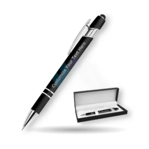 WM custom engraved ballpoint pens with stylus tip in bulk with name and logo