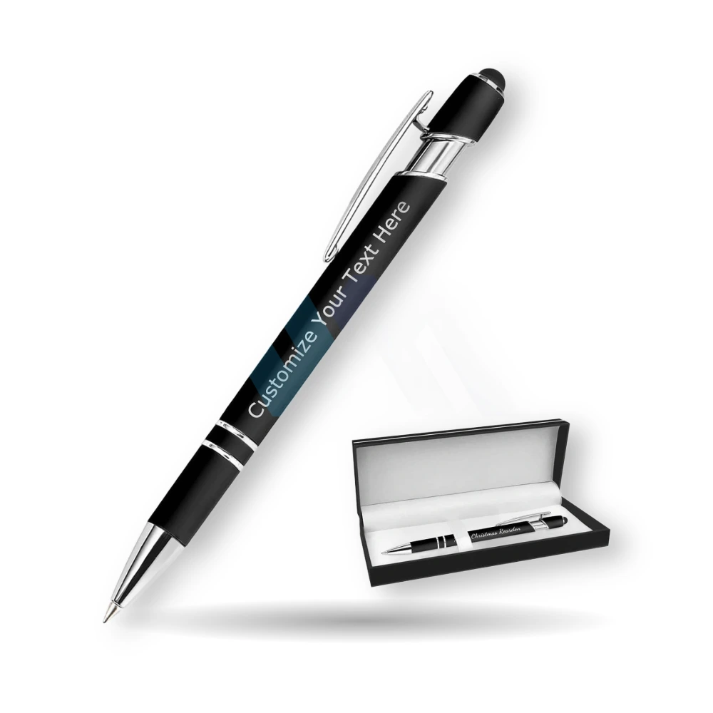 WM custom engraved ballpoint pens with stylus tip in bulk with name and logo