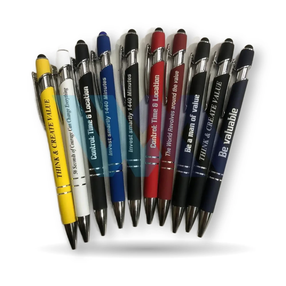 WM custom engraved ballpoint pens with stylus tip in bulk with name and logo – view 2
